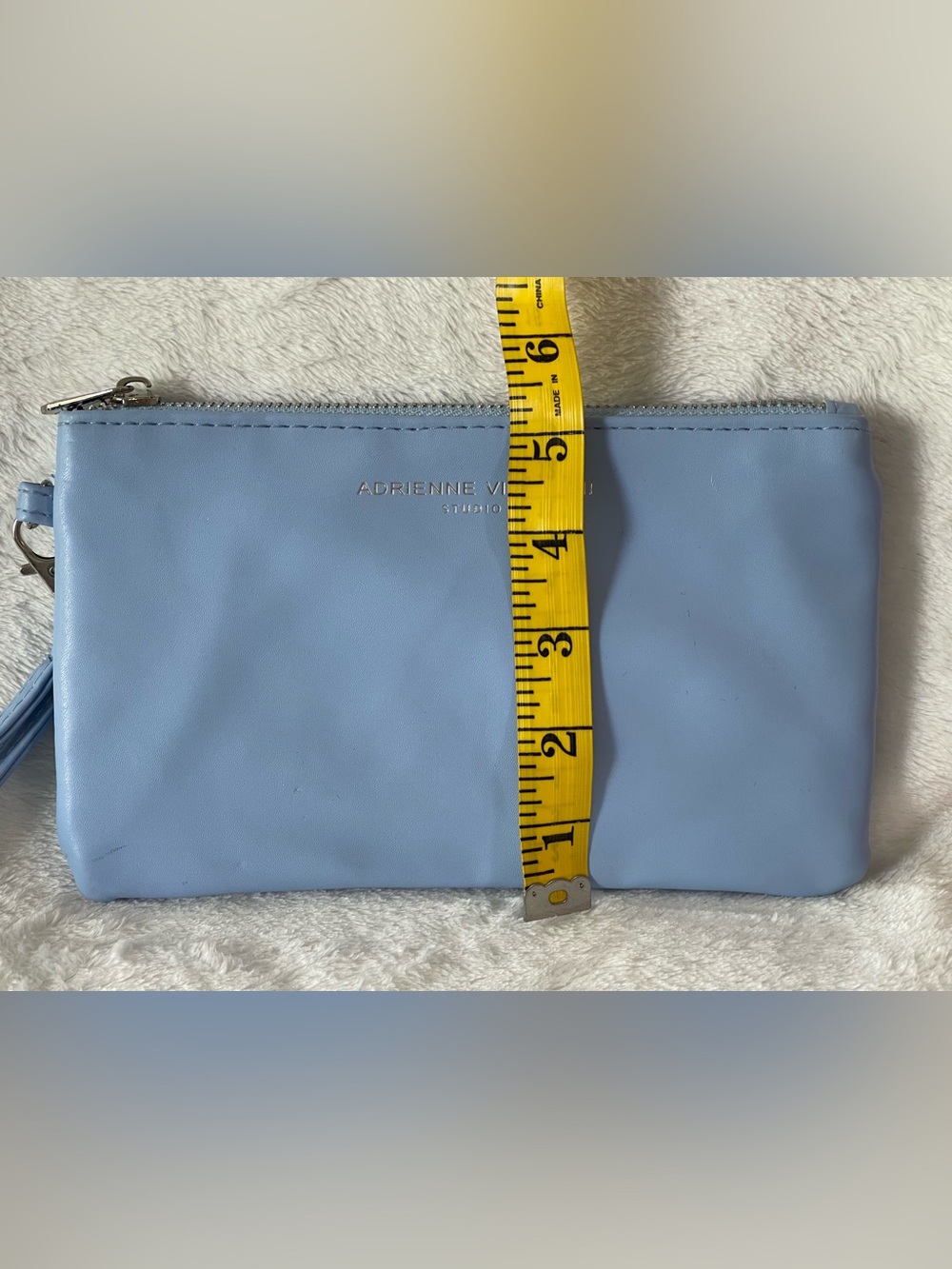 Adrienne Vittadini wristlet clutch light blue like new clean silver zipper - Picture 7 of 7